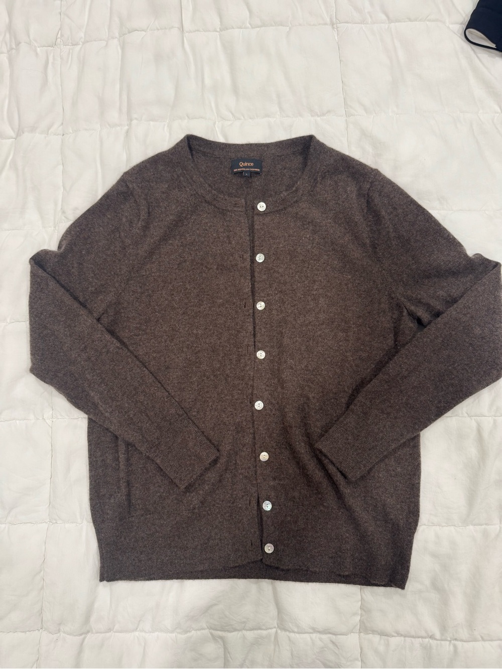 Quince Dark Brown 100% Cashmere Button-Front Cardigan